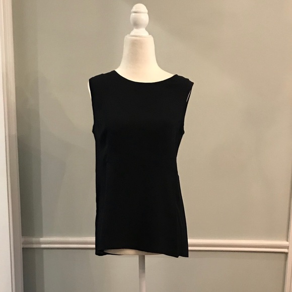 Navy 100% Silk Top size Small with Back Detail - Picture 3 of 4